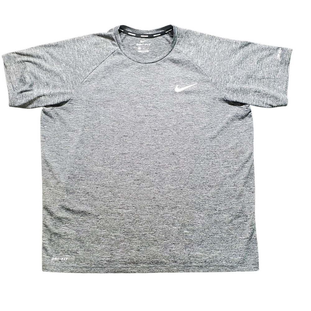 Nike Swim Dri-Fit Shirt Mens Large Dark Gray Short Sleeve UPF 40+ Activewear